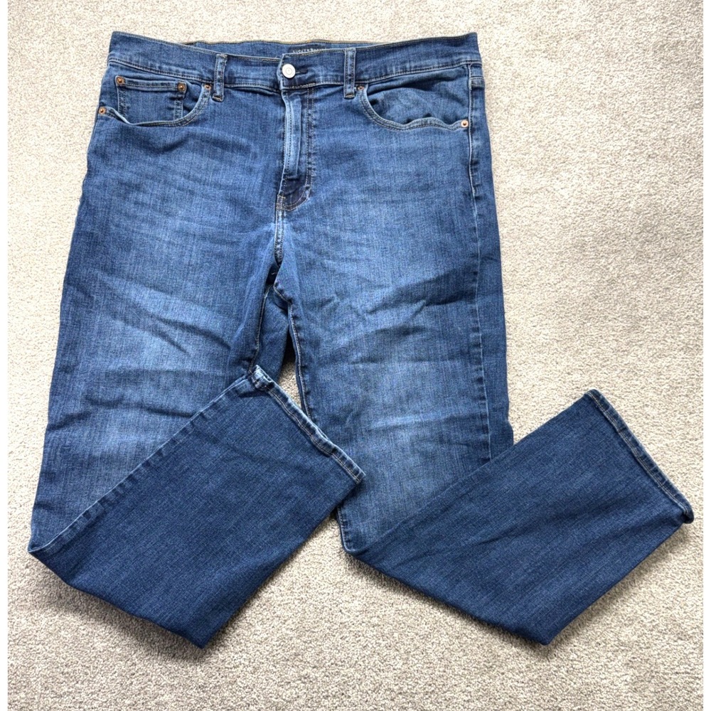 Lucky Brand 410 Athletic Straight Jeans Blue Medium Wash 36x30 Mens Denim